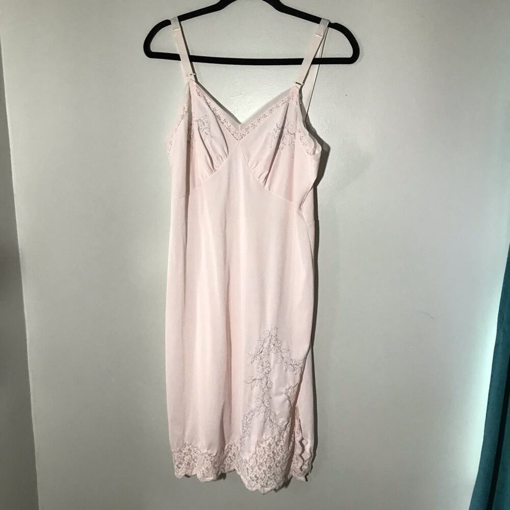 Vintage aristocraft superior pink embroidered L slip dress fairy whimsical y2k